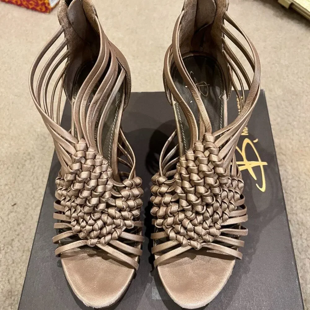 BMakowsky gold  wedge sandals , 7M